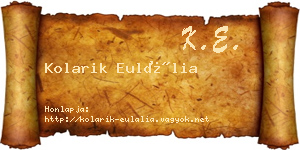 Kolarik Eulália névjegykártya